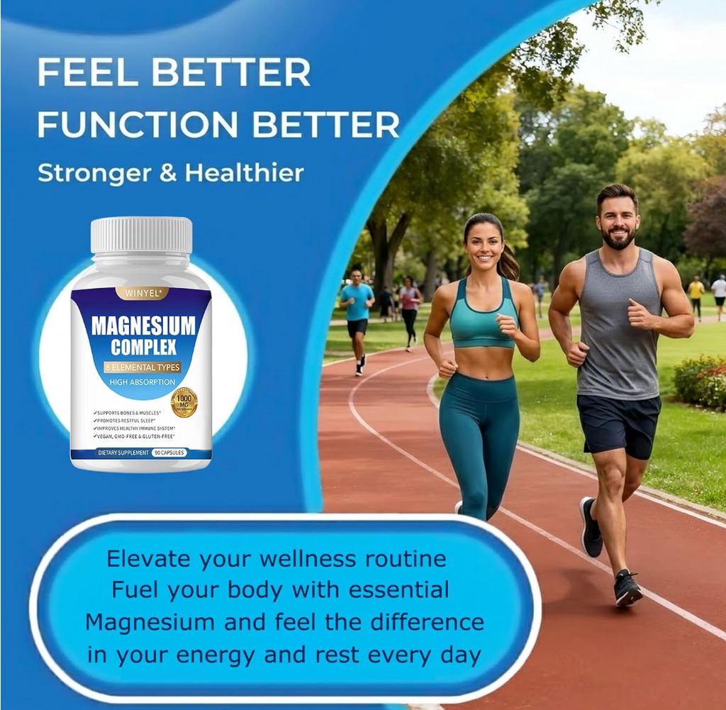 MAGNESIUM COMPLEX Wellness Capsules With Malate & Glycinate And 8 ELEMENTAL MAGNESIUM, Supports Health 90 Capsules, Dietary Supplement.